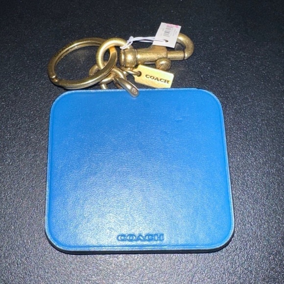 Coach Ski Patch Bag Charm Keychain Brass/Ivory/Orange Multi Smooth Leather NWT - Picture 6 of 12